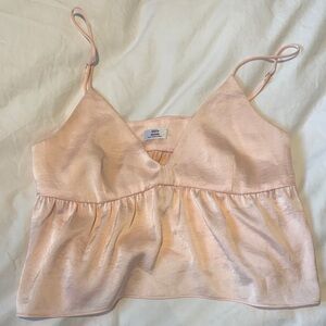 Aritzia (Little Moon) Silky Blush Pink Sleeveless Camisole Top